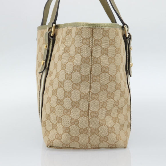 GUCCI GG Canvas Sherry Line Hand Bag Beige Gold 137396 Auth 186595