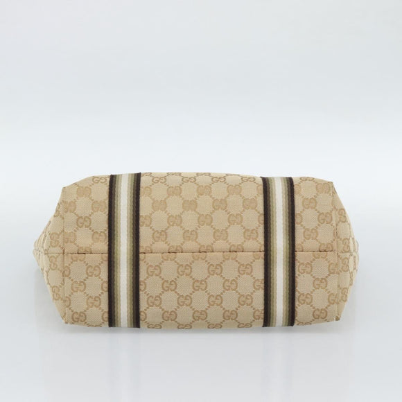 GUCCI GG Canvas Sherry Line Hand Bag Beige Gold 137396 Auth 186595