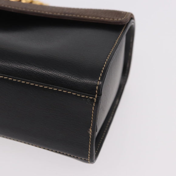 LOEWE Velazquez Hand Bag Leather Suede Black Gold Auth 186596
