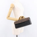 LOEWE Velazquez Hand Bag Leather Suede Black Gold Auth 186596-22