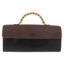 LOEWE Velazquez Hand Bag Leather Suede Black Gold Auth 186596-13
