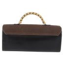 LOEWE Velazquez Hand Bag Leather Suede Black Gold Auth 186596-2
