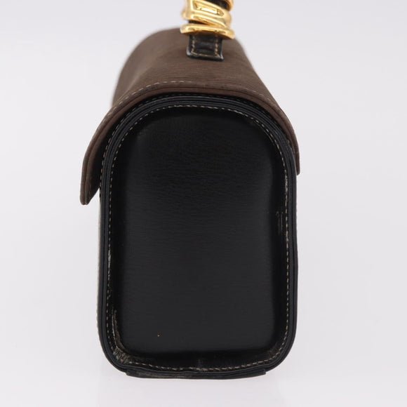 LOEWE Velazquez Hand Bag Leather Suede Black Gold Auth 186596
