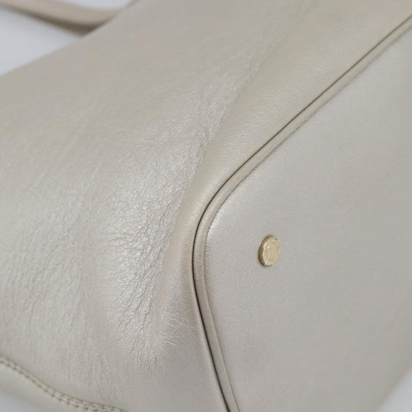 BVLGARI Tote Bag Leather Gray Gold Auth 186597