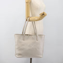BVLGARI Tote Bag Leather Gray Gold Auth 186597-21