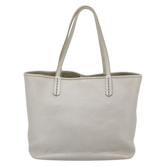 BVLGARI Tote Bag Leather Gray Gold Auth 186597