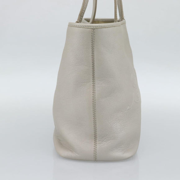 BVLGARI Tote Bag Leather Gray Gold Auth 186597