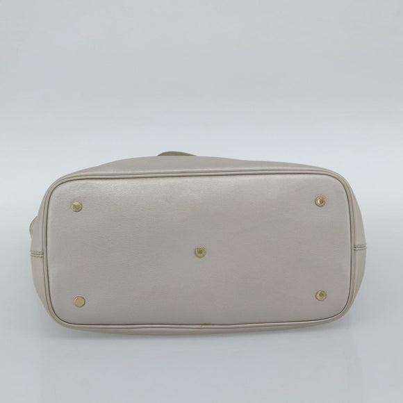 BVLGARI Tote Bag Leather Gray Gold Auth 186597