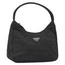 PRADA Hand Pouch Nylon Black Silver Auth 186598-1