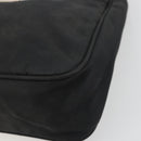 PRADA Hand Pouch Nylon Black Silver Auth 186598-9