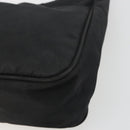 PRADA Hand Pouch Nylon Black Silver Auth 186598-15