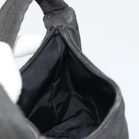 PRADA Hand Pouch Nylon Black Silver Auth 186598