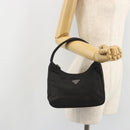 PRADA Hand Pouch Nylon Black Silver Auth 186598-21