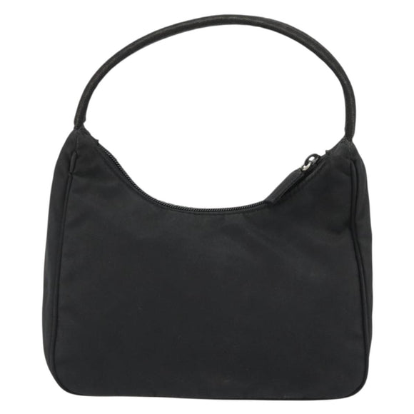 PRADA Hand Pouch Nylon Black Silver Auth 186598