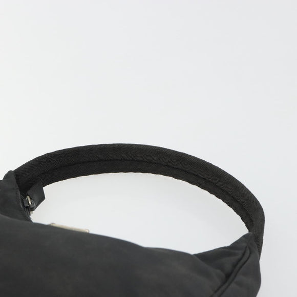 PRADA Hand Pouch Nylon Black Silver Auth 186598