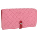 BOTTEGA VENETA INTRECCIATO Long Wallet Leather Pink Auth 186599A-1