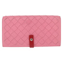 BOTTEGA VENETA INTRECCIATO Long Wallet Leather Pink Auth 186599A-13