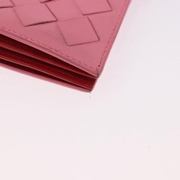 BOTTEGA VENETA INTRECCIATO Long Wallet Leather Pink Auth 186599A