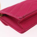 CHANEL V Stitched Chain Shoulder Bag Satin Pink Gold CC Auth 186601-16