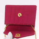 CHANEL V Stitched Chain Shoulder Bag Satin Pink Gold CC Auth 186601-9