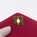 CHANEL V Stitched Chain Shoulder Bag Satin Pink Gold CC Auth 186601-19