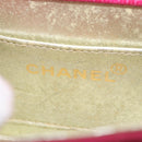 CHANEL V Stitched Chain Shoulder Bag Satin Pink Gold CC Auth 186601-10