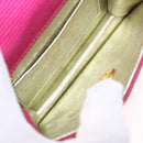 CHANEL V Stitched Chain Shoulder Bag Satin Pink Gold CC Auth 186601-11