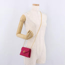 CHANEL V Stitched Chain Shoulder Bag Satin Pink Gold CC Auth 186601-22
