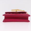 CHANEL V Stitched Chain Shoulder Bag Satin Pink Gold CC Auth 186601-5