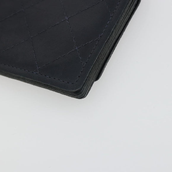 CHANEL Matelasse Chain Wallet Leather Black Gold CC Auth 186602A