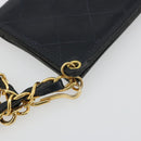 CHANEL Matelasse Chain Wallet Leather Black Gold CC Auth 186602A-16