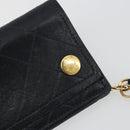 CHANEL Matelasse Chain Wallet Leather Black Gold CC Auth 186602A-17