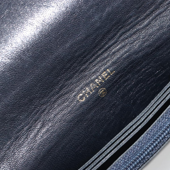CHANEL Matelasse Chain Wallet Leather Black Gold CC Auth 186602A