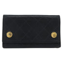 CHANEL Matelasse Chain Wallet Leather Black Gold CC Auth 186602A-13