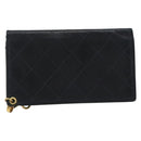 CHANEL Matelasse Chain Wallet Leather Black Gold CC Auth 186602A-2