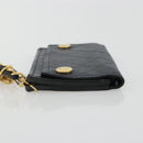 CHANEL Matelasse Chain Wallet Leather Black Gold CC Auth 186602A-3