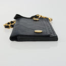 CHANEL Matelasse Chain Wallet Leather Black Gold CC Auth 186602A-4