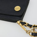 CHANEL Matelasse Chain Wallet Leather Black Gold CC Auth 186602A-7