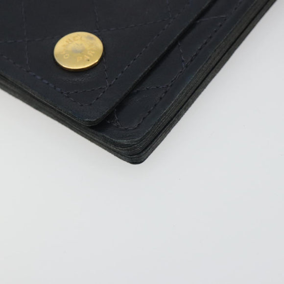 CHANEL Matelasse Chain Wallet Leather Black Gold CC Auth 186602A