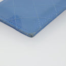 CHANEL Matelasse Coin Purse Leather Light Blue Silver CC Auth 186603-16