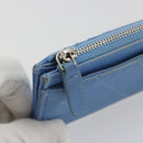 CHANEL Matelasse Coin Purse Leather Light Blue Silver CC Auth 186603-9