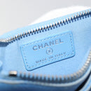CHANEL Matelasse Coin Purse Leather Light Blue Silver CC Auth 186603-10