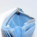 CHANEL Matelasse Coin Purse Leather Light Blue Silver CC Auth 186603-18