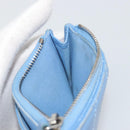 CHANEL Matelasse Coin Purse Leather Light Blue Silver CC Auth 186603-19