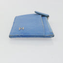 CHANEL Matelasse Coin Purse Leather Light Blue Silver CC Auth 186603-3