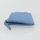 CHANEL Matelasse Coin Purse Leather Light Blue Silver CC Auth 186603-4