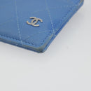 CHANEL Matelasse Coin Purse Leather Light Blue Silver CC Auth 186603-7