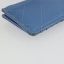 CHANEL Matelasse Coin Purse Leather Light Blue Silver CC Auth 186603-14
