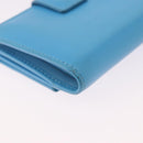 Salvatore Ferragamo Gancini Trifold Wallet Leather Light Blue Gold Auth 186604-15