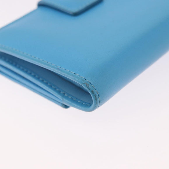 Salvatore Ferragamo Gancini Trifold Wallet Leather Light Blue Gold Auth 186604